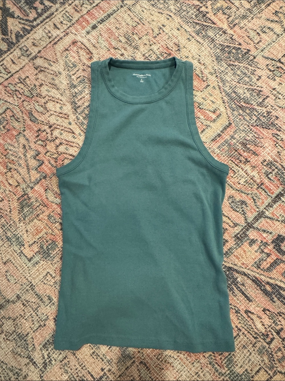 Abercrombie & Fitch Green Ribbed High-Neck Tank